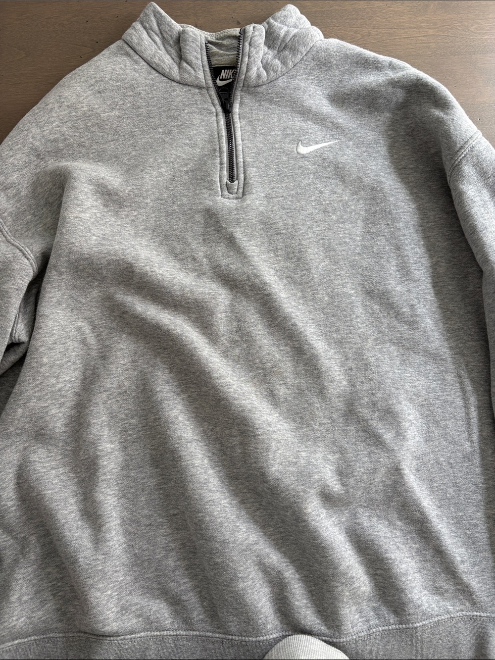 Nike Gray Half-Zip Pullover with White Swoosh